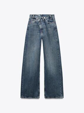 TRF HIGH RISE WIDE LEG CROSSOVER WAISTBAND JEANS